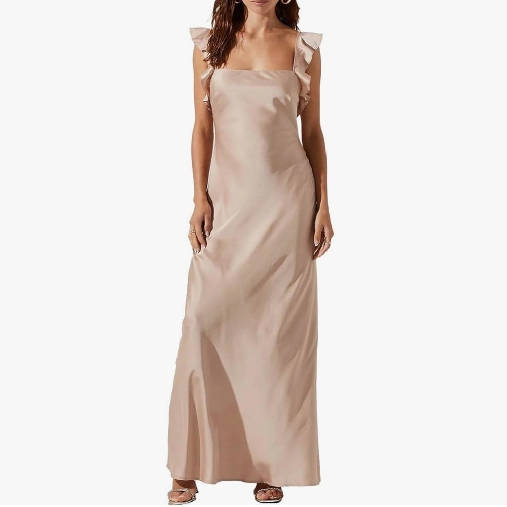 NWT ASTR Ruffle Short Sleeve Square Neck Tie Back Cocktail Dress Size X-Small